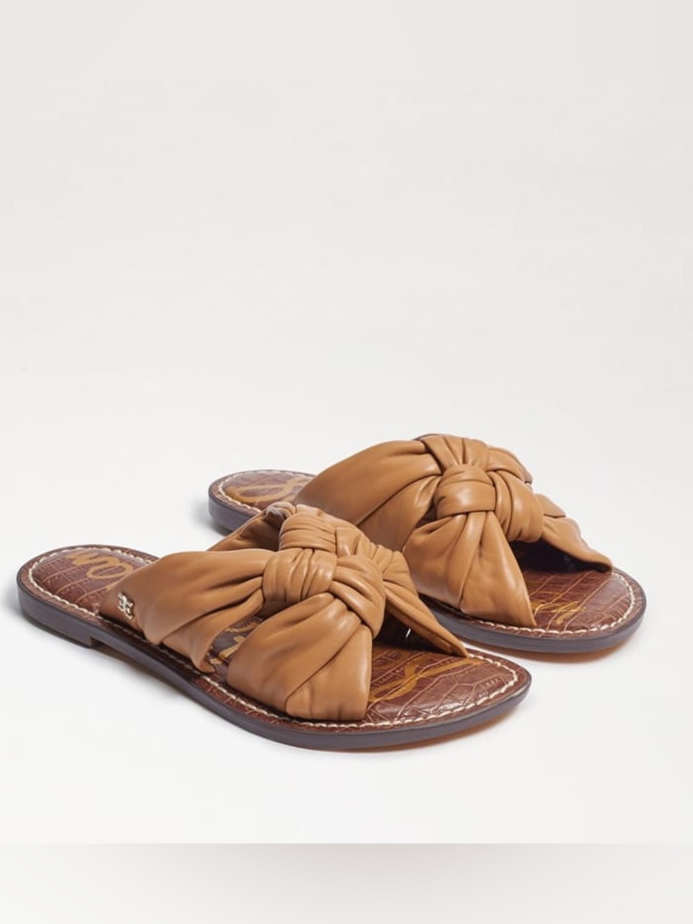 Sam Edelman Garson Knotted Slide Sandals Camel Leather Size 8.5